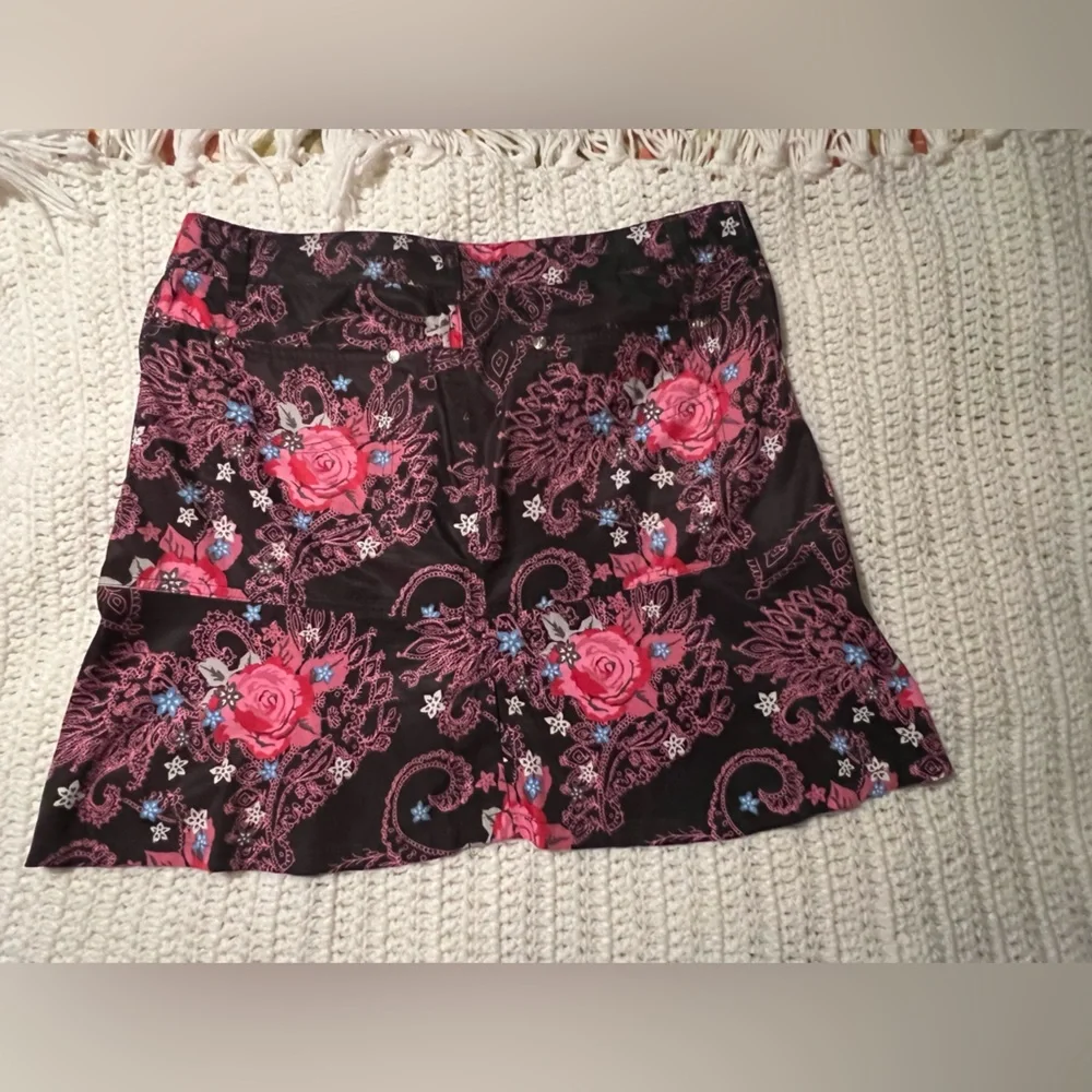 Daily Sports Black Pink Paisley Floral Golf Skirt - Picture 2 of 6